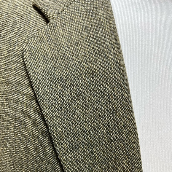 Men's Konen Munchen Olive Textured 2-Button 41R 100% Wool Brown Blazer Jacket - Picture 2 of 8